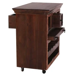 78x85x48 Design Küchenwagen aus Recyclingholz - Solapura