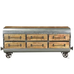 150x66x43 Design Kommode im Zugwaggon Look - Bahiro