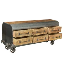 150x66x43 Design Kommode im Zugwaggon Look - Bahiro