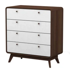 80x88x39 Design Kommode in Weiß & Walnuss - Devkan