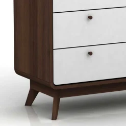 80x88x39 Design Kommode in Weiß & Walnuss - Devkan