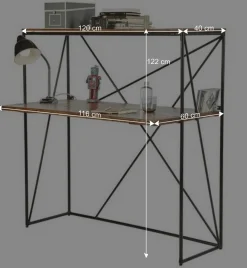 120x122x60 Design Schreibtisch aus Holz & Metall - Offia