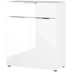 83x101x42 Design Vertiko in Weiß mit Glas - Soraga