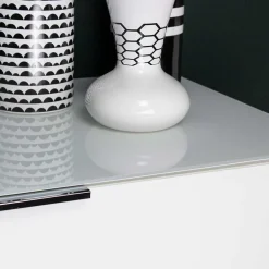 83x101x42 Design Vertiko in Weiß mit Glas - Soraga