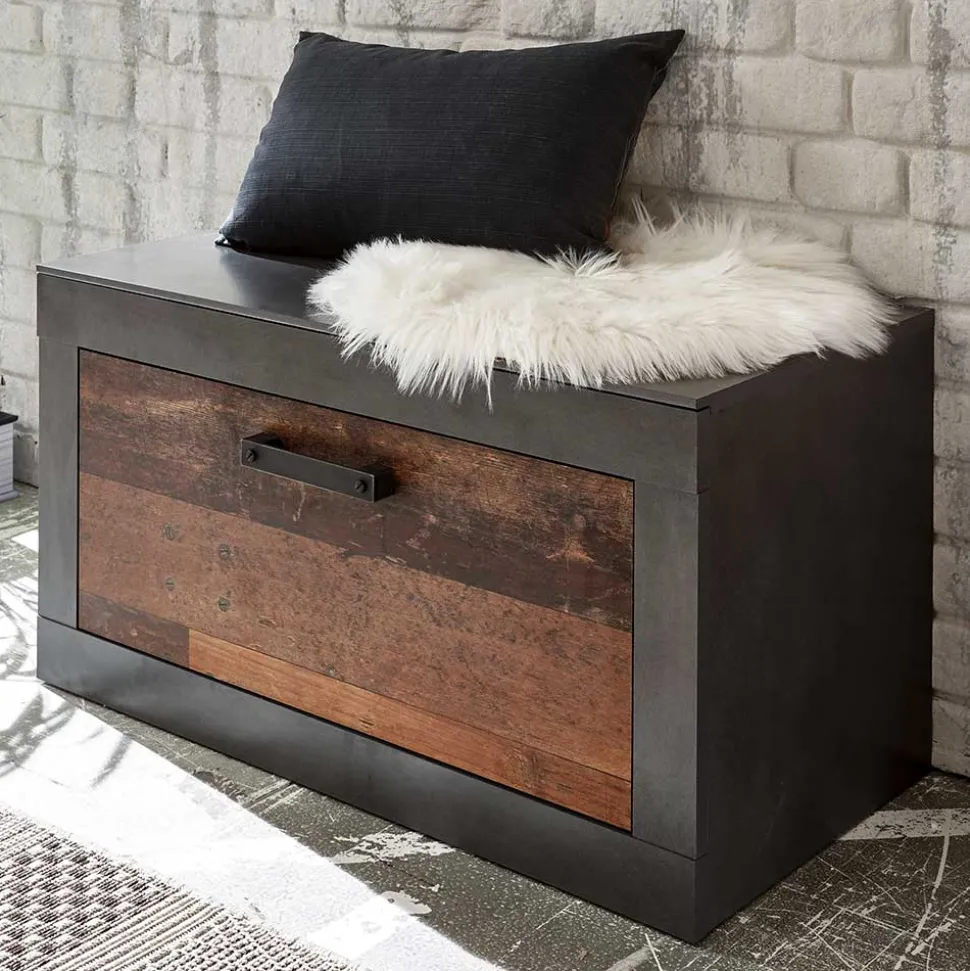 80x44x42 Dielenbank mit Klappe & Sockelgestell - Timuras