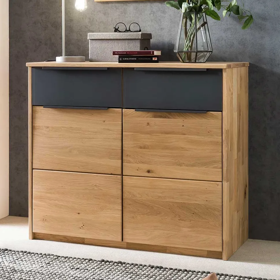 103x89x43 Dielenkommode in Eiche Bianco & Grau - Vervesdo