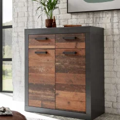 92x104x42 Dielenkommode in Holz Antik Optik - Timuras