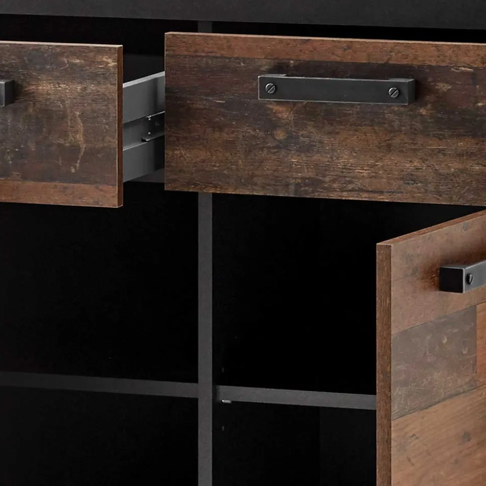 92x104x42 Dielenkommode in Holz Antik Optik - Timuras