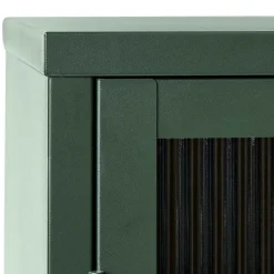 110x140x40 Dunkelgrüne Highboard Vitrine aus Stahl - Estellos