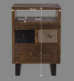 50x75x35 Echtholz Kommode aus Recyclingholz - Bahiro