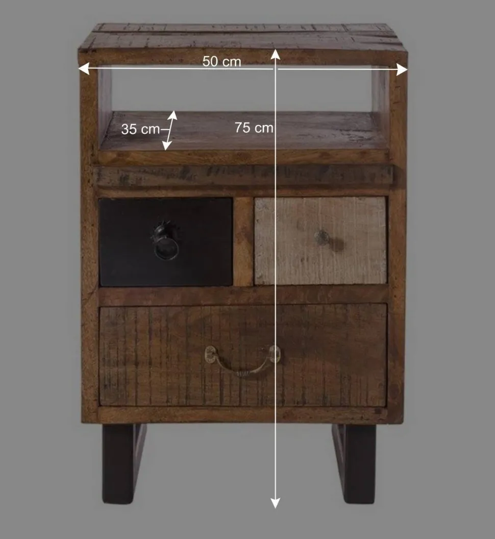 50x75x35 Echtholz Kommode aus Recyclingholz - Bahiro
