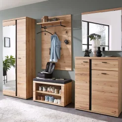 80x85x2 Facettenschliff Spiegel mit Holz - Latenda