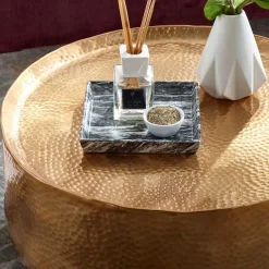 60x35x60 Fassförmiger Couchtisch in Gold - Aspect