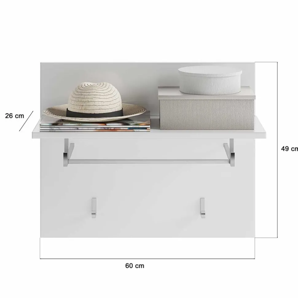 60x49x26 Garderobenpaneel mit 4 Kleiderhaken & Stange - Sumatra