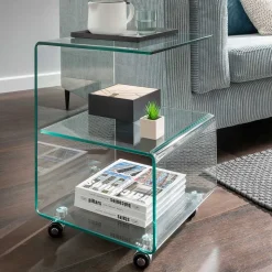 40x60x40 Glastisch auf Rollen modern - Heuser