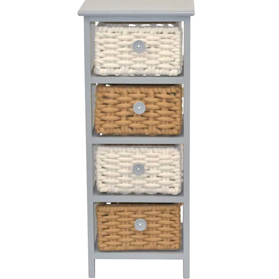 30x73x25 Graues Regal mit vier Körben - Donnira