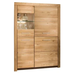 102x141x40 Highboard aus Wildeiche mit Glaseinsatz - Loitons