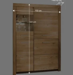102x141x40 Highboard aus Wildeiche mit Glaseinsatz - Loitons