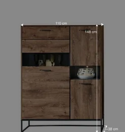 110x148x38 Highboard im Factory Style - Xindus