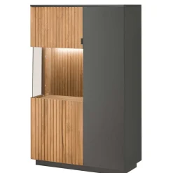 92x152x40 Highboard in Anthrazit & Eiche Bianco - Cruzca