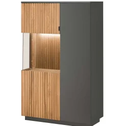 92x152x40 Highboard in Anthrazit & Eiche Bianco - Cruzca