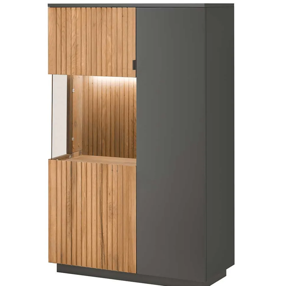 92x152x40 Highboard in Anthrazit & Eiche Bianco - Cruzca