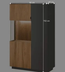 92x152x40 Highboard in Anthrazit & Eiche Bianco - Cruzca