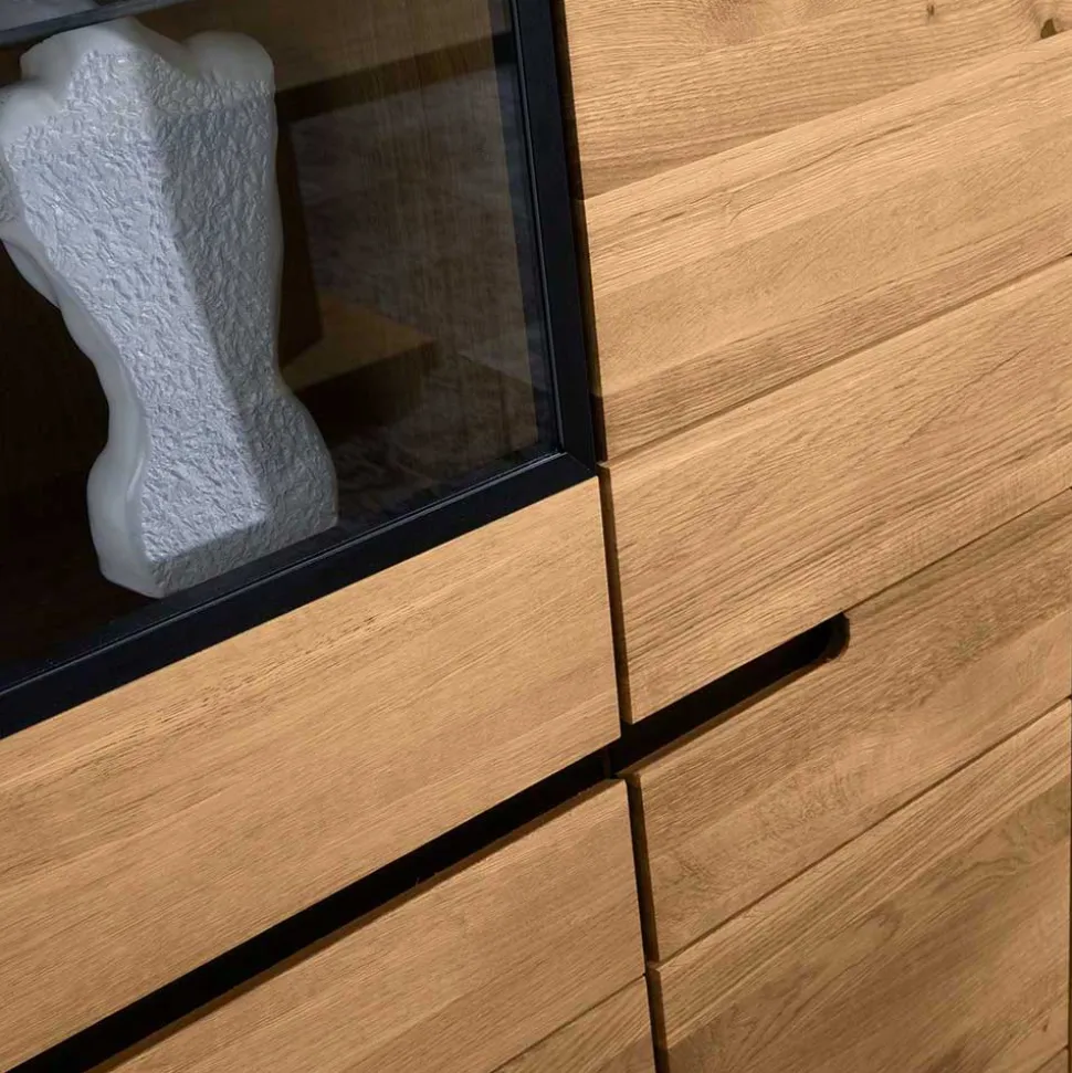 102x148x42 Highboard mit Glas Einsatz - 4-türig - Sennya