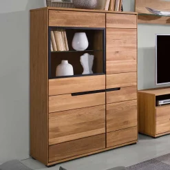 102x148x42 Highboard mit Glas Einsatz - 4-türig - Sennya