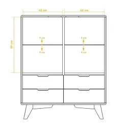 90x109x40 Highboard mit Glas Türen & 4 Schubladen - Diesta