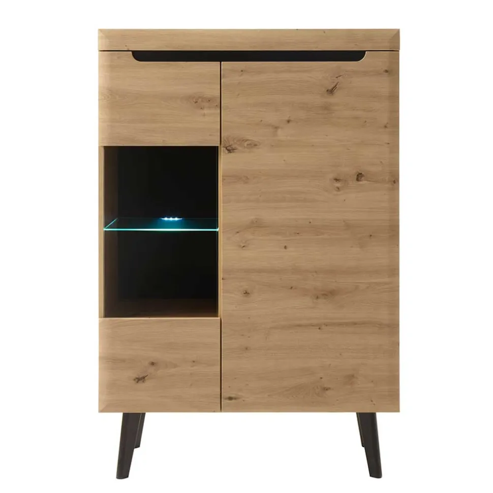 90x134x40 Highboard mit Glaseinsatz 2-türig - Olcian
