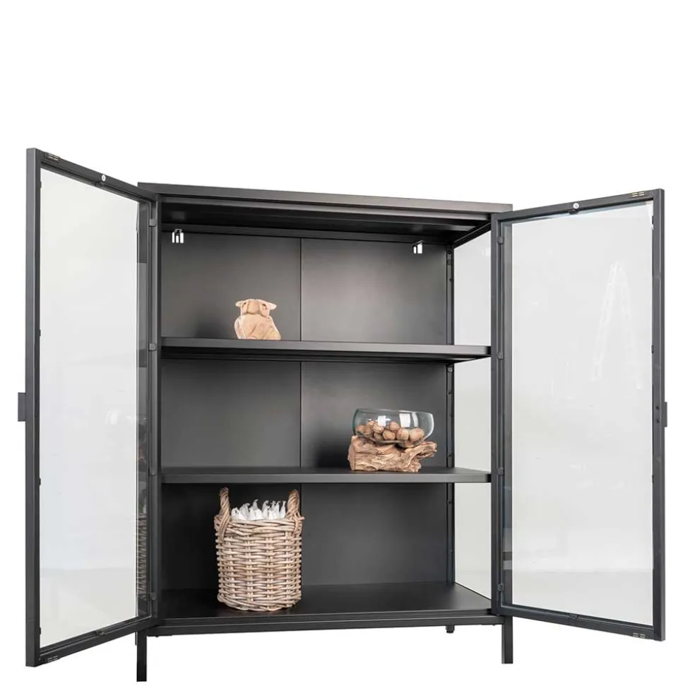 80x102x40 Highboard Vitrine aus Glas & Stahl - Immy