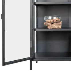 80x102x40 Highboard Vitrine aus Glas & Stahl - Immy