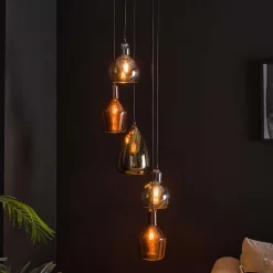 40x180x40 Hängeleuchte 5-flammig mit Glasschirmen - Yason