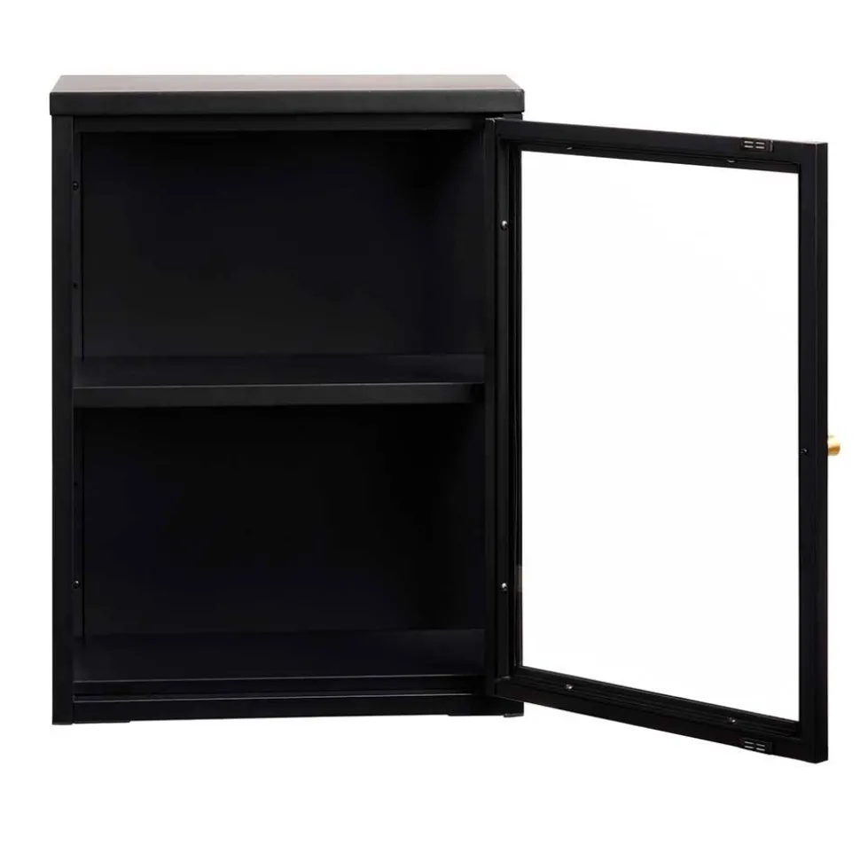 45x60x25 Hängende Vitrine aus Metall in Schwarz - Butoaie