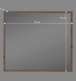 80x70x2 Hängespiegel mit Rahmen in Holzoptik - Kuetra