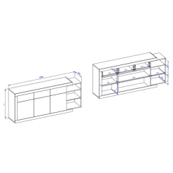 200x86x40 Hochglanz Anrichte in Weiß - Milvara