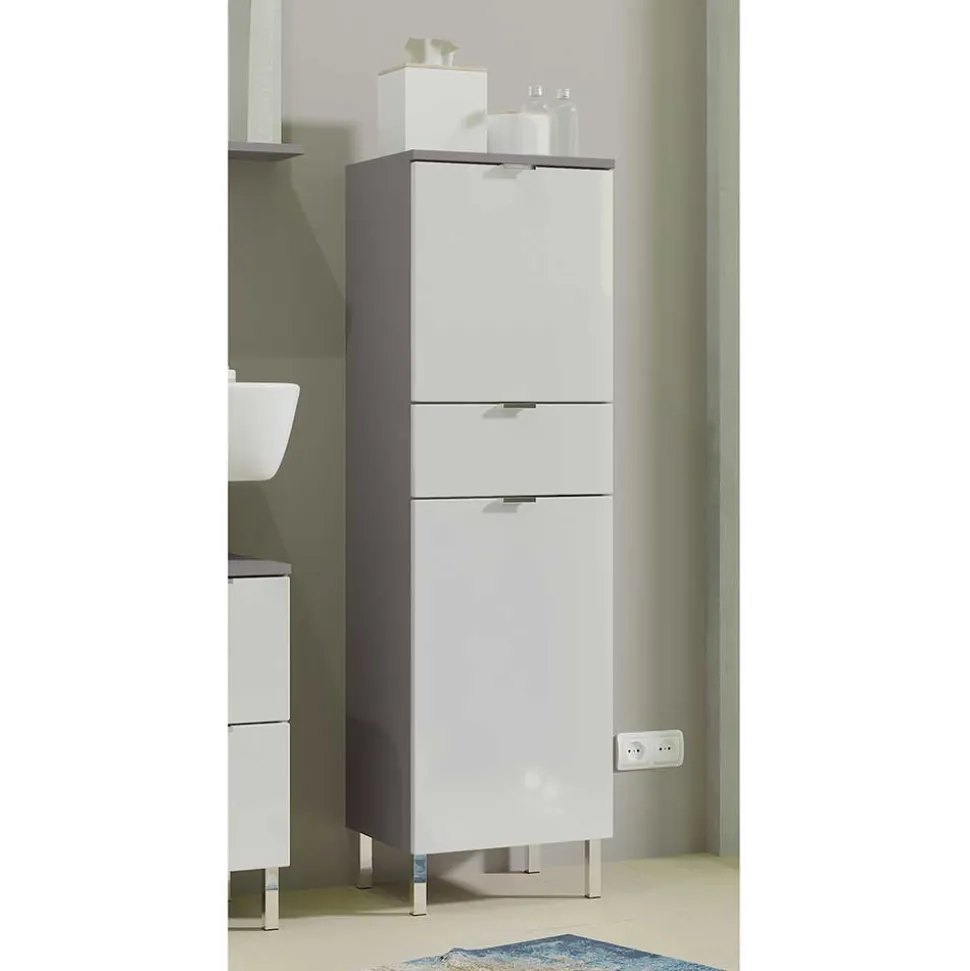 34x120x34 Hochglanz Badschrank in Weiß - Otrus