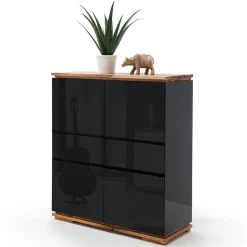 102x115x40 Hochglanz Kommode in Schwarz - Ercurs