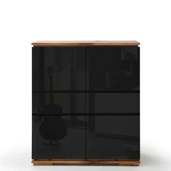 102x115x40 Hochglanz Kommode in Schwarz - Ercurs