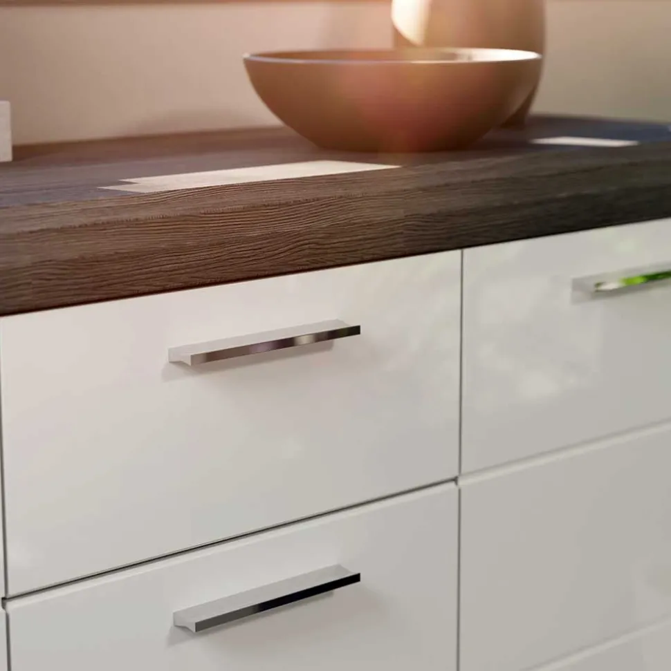 120x85x37 Hochglanz Kommode in Weiß & Grau - Nancys