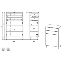 60x97x34 Hochglanz Kommode in Weiß - Otrus