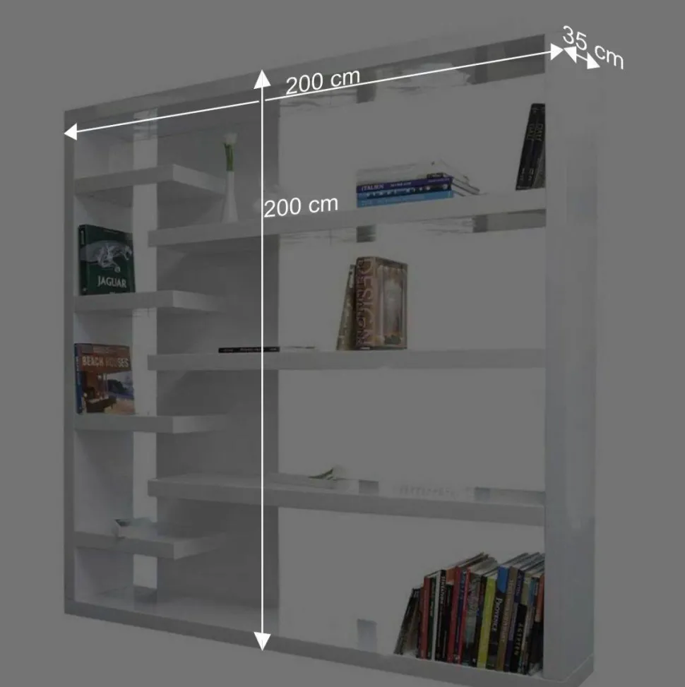 200x200x35 Hochglanz Regal Raumteiler - Sakura