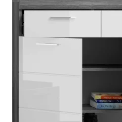 90x96x37 Hochglanz Schuhkommode in Weiß - Nancys