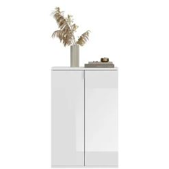 122x99x34 Hochglanz Schuhschrank in Weiß - Ejulia (zweiteilig)