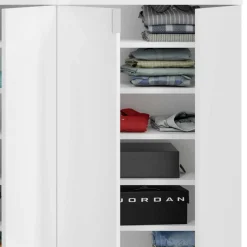 122x99x34 Hochglanz Schuhschrank in Weiß - Ejulia (zweiteilig)