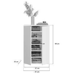122x99x34 Hochglanz Schuhschrank in Weiß - Ejulia (zweiteilig)