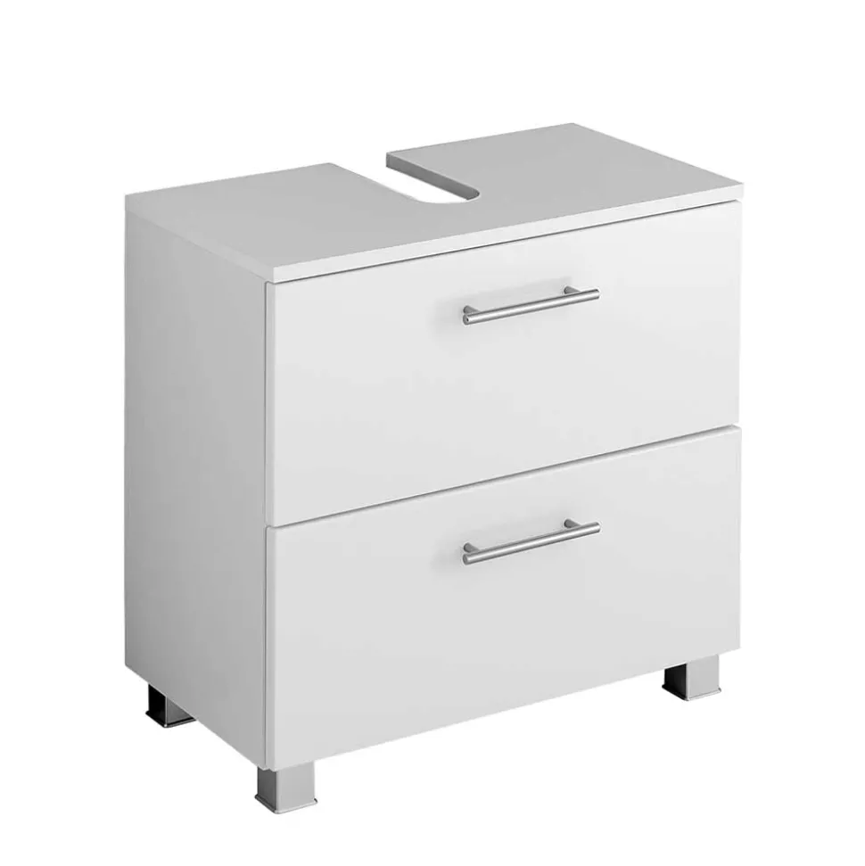 60x59x35 Hochglanz Unterbeckenschrank in Weiß - Vohdan