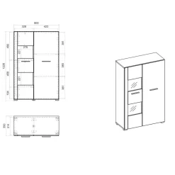 80x123x35 Hochglanz Vitrinenschrank in Weiß - Timmona