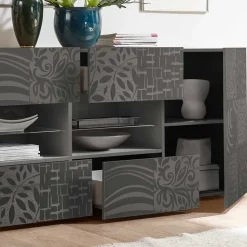 241x84x42 Hochglänzendes Sideboard in Grau - Ipatal